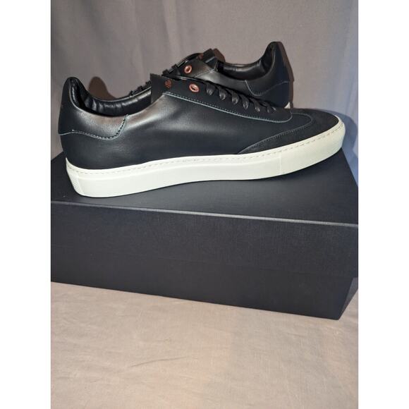 Good Man Brand shoes size 10 black Legend Court Napa Italy Leather Suede Sneaker - Picture 11 of 16